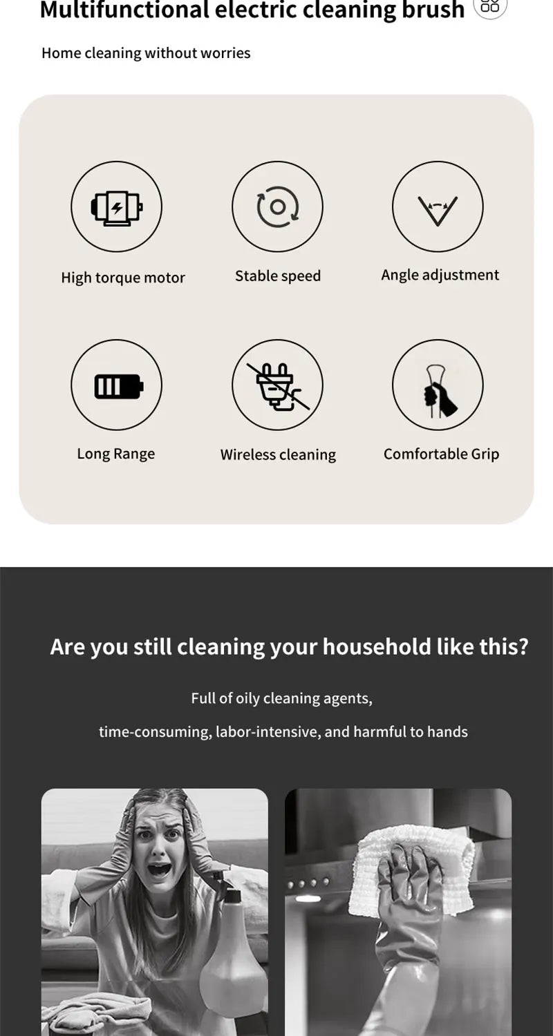 Cordless Spin Scrubber Electric Multipurpose Cleaning Brush for Kitchen Bathroom Toilet - Household Hair Brushes And Mops Beauty World Shop