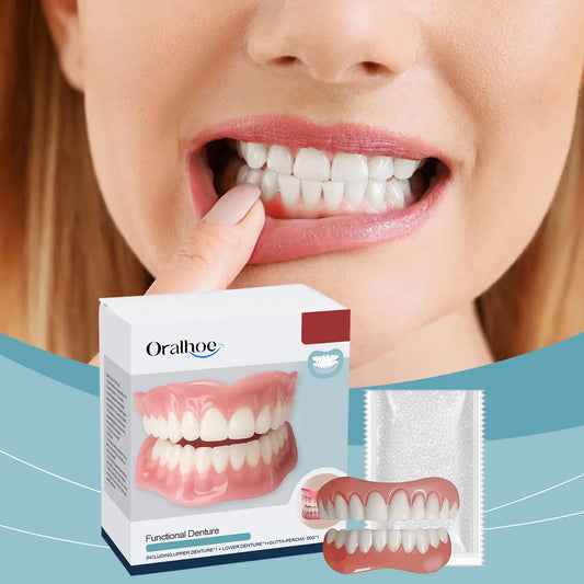 New Silicone Denture Set Fit Temporary Orthodontic Teeth Veneers Upper Lower Fake Tooth Oral Hygiene Whitening Simulation Braces