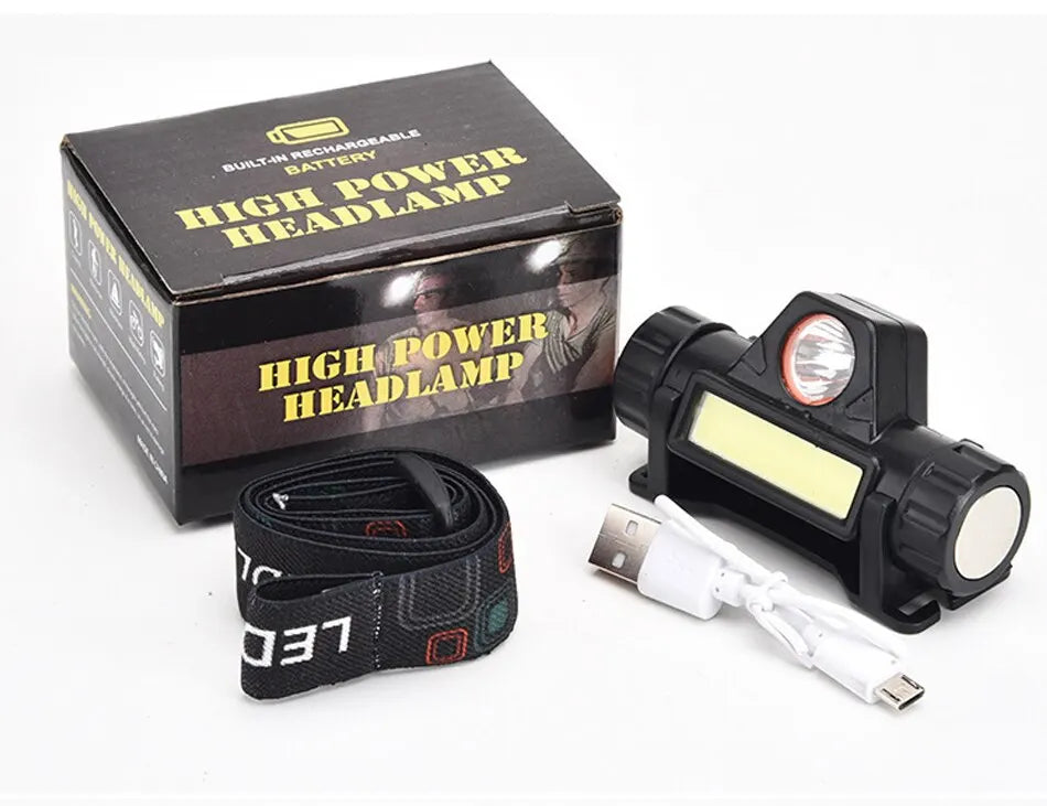 Rechargeable COB LED USB Headlamp Strong Magnetic Powerful Headlight Super Bright Waterproof Head Torch For Outdoor Fishing Beauty World Shop