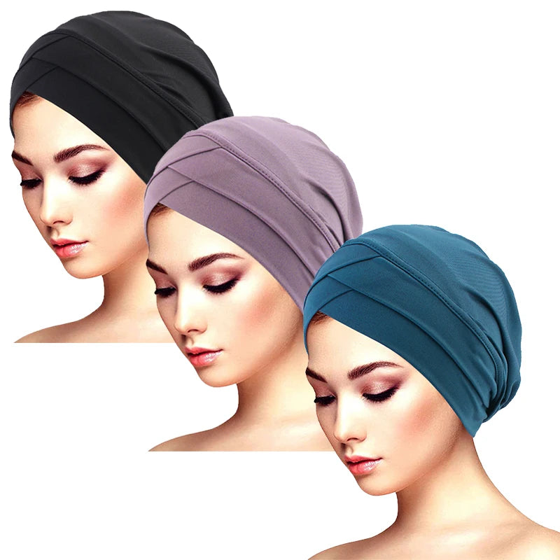 New Women cross muslim hijab inner hat Islamic UnderScarf Arab Wrap Chemo Bandana Muslim Scarf Hijab Bonnet Cap Indian Hat Beauty World Shop