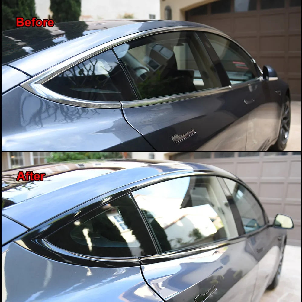 3/5/7/10CM Black Glossy Vinyl Wrap Stripes Chrome Delete Window Trim Film For Car Interior Hood Roof Pillar Beauty World Shop