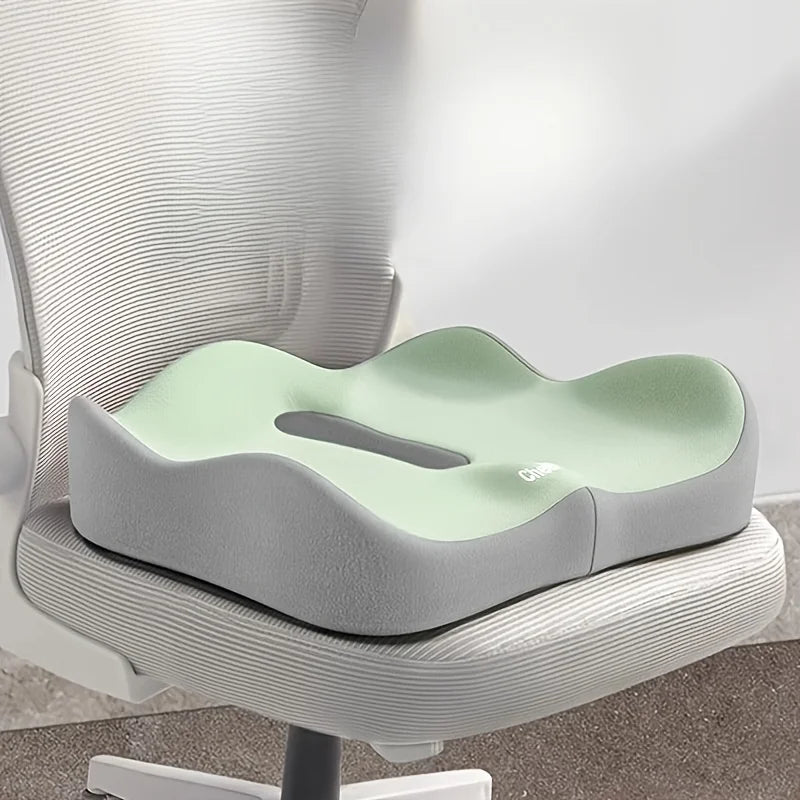 1pc Memory Foam Seat Cushion - 3D Ergonomic Support| Light Green & Grey, Washable Polyester, Car/Office Essentials Beauty World Shop