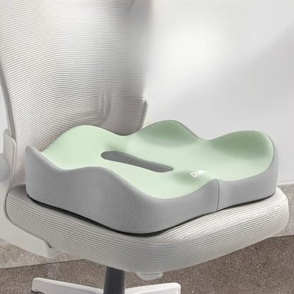 1pc Memory Foam Seat Cushion - 3D Ergonomic Support| Light Green & Grey, Washable Polyester, Car/Office Essentials Beauty World Shop
