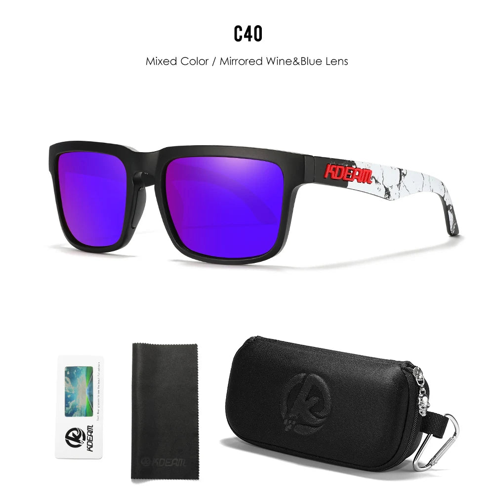 KDEAM Men's Polarized Sunglasses Square Casual Outdoors Sun Glasses Women Unisex Sunglass For Couple With Zipper Case Beauty World Shop