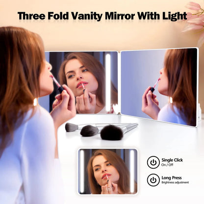 3 Way LED Makeup Mirror for Self Hair Cutting Rechargeable 360° DIY Self Haircut Mirror with Lights and Height Adjustable Hooks Beauty World Shop