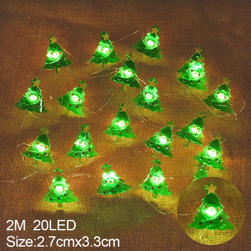 2M 20LED Santa Claus Snowflake LED Light String Christmas Decoration For Home Xmas Tree Ornament 2025 Navidad Kids Gift New Year Beauty World Shop
