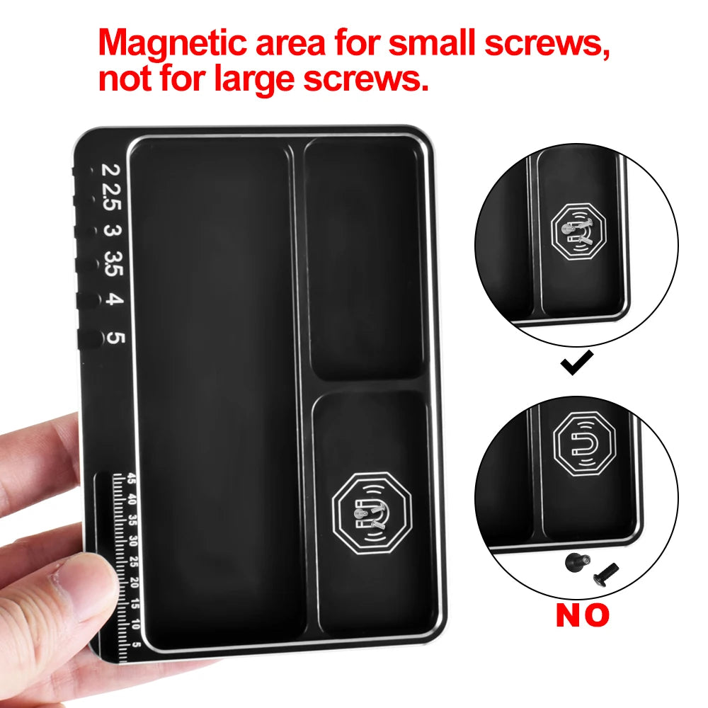9IMOD RC Screw Tray with Magnetic Pad Aluminium Alloy Magnet Screws Disk Storage Plate for RC Airplane Car Boat Repair Tool Beauty Fashion