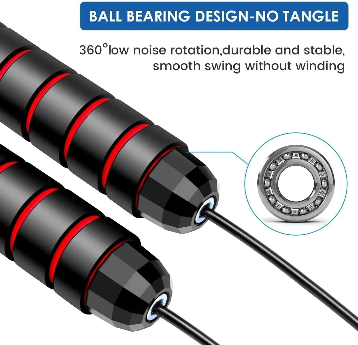 Jump Rope, Tangle-Free Rapid Speed Jumping Rope Cable with Ball Bearings for Women, Men, and Kids, Adjustable Steel Jump Rope Beauty World Shop
