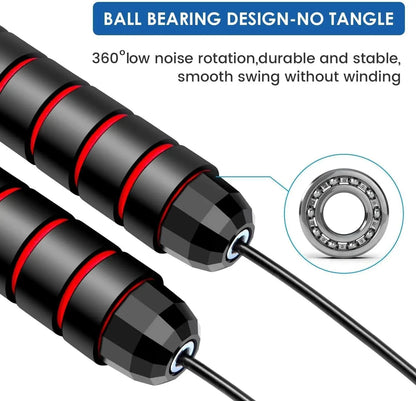 Jump Rope, Tangle-Free Rapid Speed Jumping Rope Cable with Ball Bearings for Women, Men, and Kids, Adjustable Steel Jump Rope Beauty World Shop