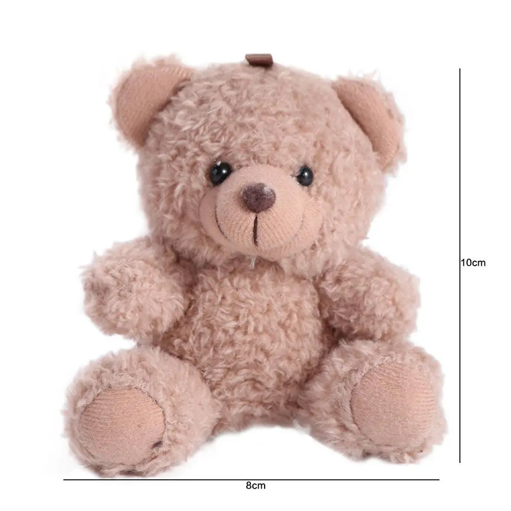Stuffed Animals Plush Little Bear keychain Plush Doll Animal Bear Curly Plush Sitting Doll Couple Toy Soft Bear Bag Pendant Beauty World Shop