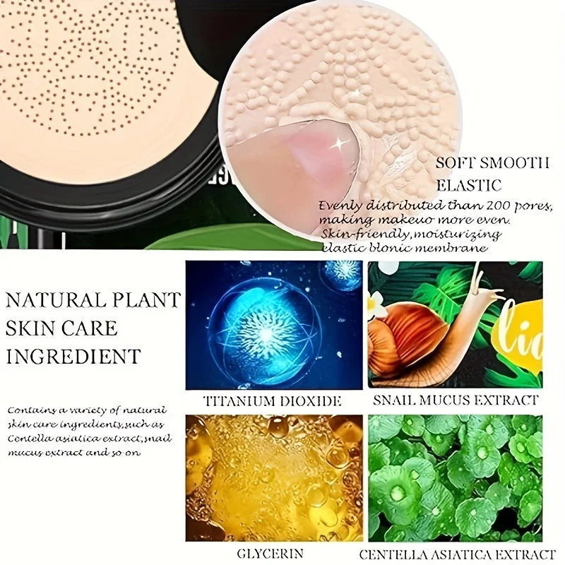 Snail Collagen BB Cream Mushroom Head Air Cushion CC Cream Face Concealer Brightening Moisturizing Foundation Cream Waterproof Beauty World Shop