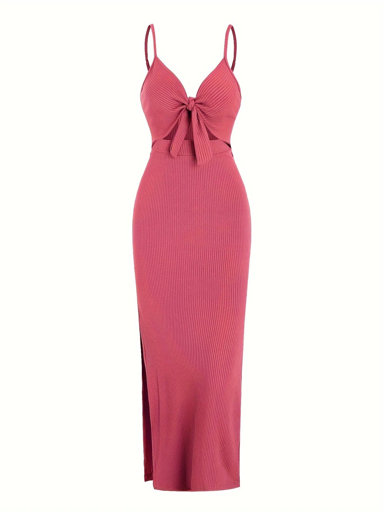 Europe and America knit simple sleeveless suspender dress in spring and summer, leaking back and sexy long skirt with neck. Beauty World Shop