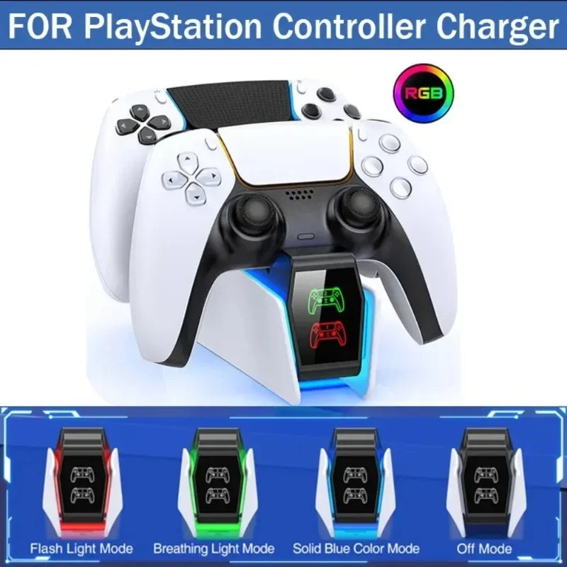 For PS5 Controller Charger DualSense Charging Station Dual Charging Dock Charger Stand for PlayStation5 Wireless Game Controller Beauty World Shop