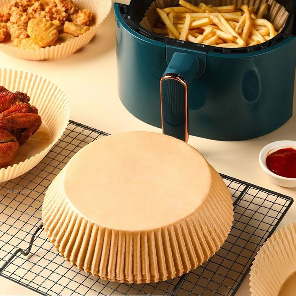 50/100Pcs Air Fryer Disposable Paper Non-Stick Airfryer Baking Papers Round Air-Fryer Paper Liners Paper Kitchen Accessories Beauty World Shop