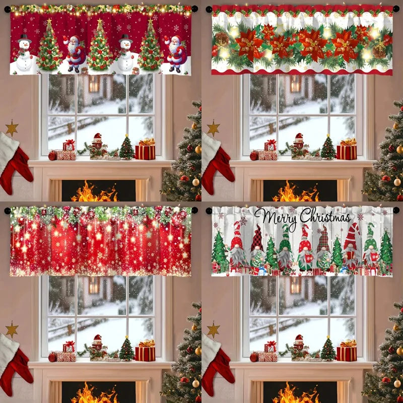 Christmas Short Curtains Valances Merry Christmas Decorations For Home 2025 Xmas Navidad Kitchen Bedroom Ornaments New Year 2026 Beauty World Shop