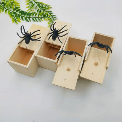 Trick Spider Funny Scare Box Wooden Hidden Box Quality Prank Wooden Scare Box Fun Game Prank Trick Friend Office Toys Beauty World Shop