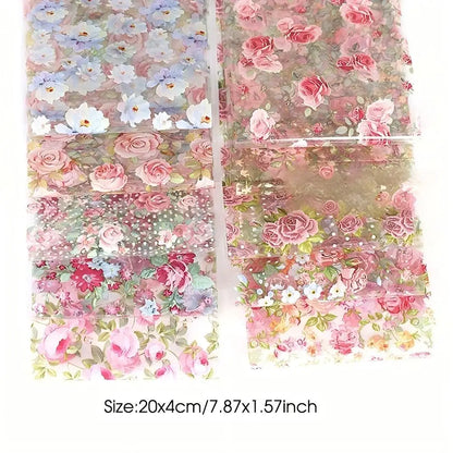 10PCS Mixed Nail Art Foils Transfer Sticker Set Rose Flower Designs Floral Starry Sky Nail Wraps Wedding Summer Manicure Decor Beauty World Shop