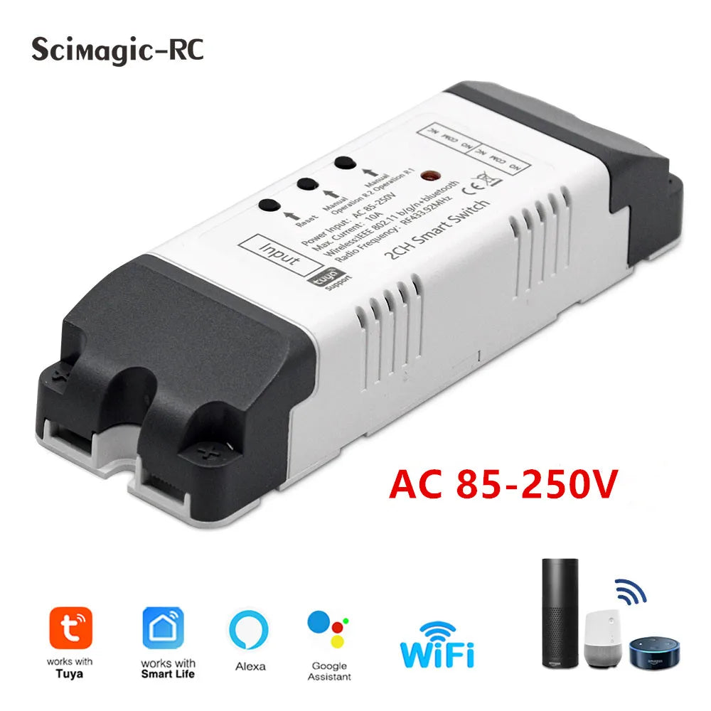 Tuya WIFI Smart Garage Gate Electric Door Access Motor Switch DC 12V 24V 32V AC 220V 1/2CH Pulse Relay Module RF433 Remote Alexa Beauty World Shop