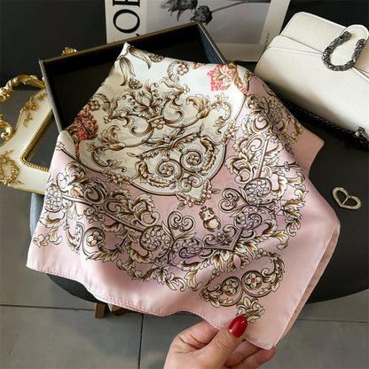 2025 New Fashion Luxury Printed Square Shawl Women 70x70cm Pashmina Silk Scarf Neck Headband Bandana Beauty World Shop