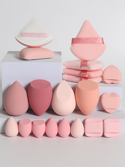 20 Pcs Pink Makeup Sponge and Makeup Puff Set Suitable for Face Cream and Powder Concealer Powder Makeup Machine Beauty World Shop
