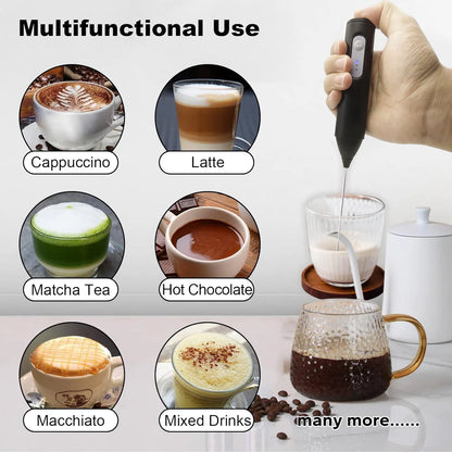 MINI Milk Frother USB Rechargeable 3 Speeds Foam Maker Coffee Whisk Mixer Electric Handle Blender Egg Beater Beauty World Shop