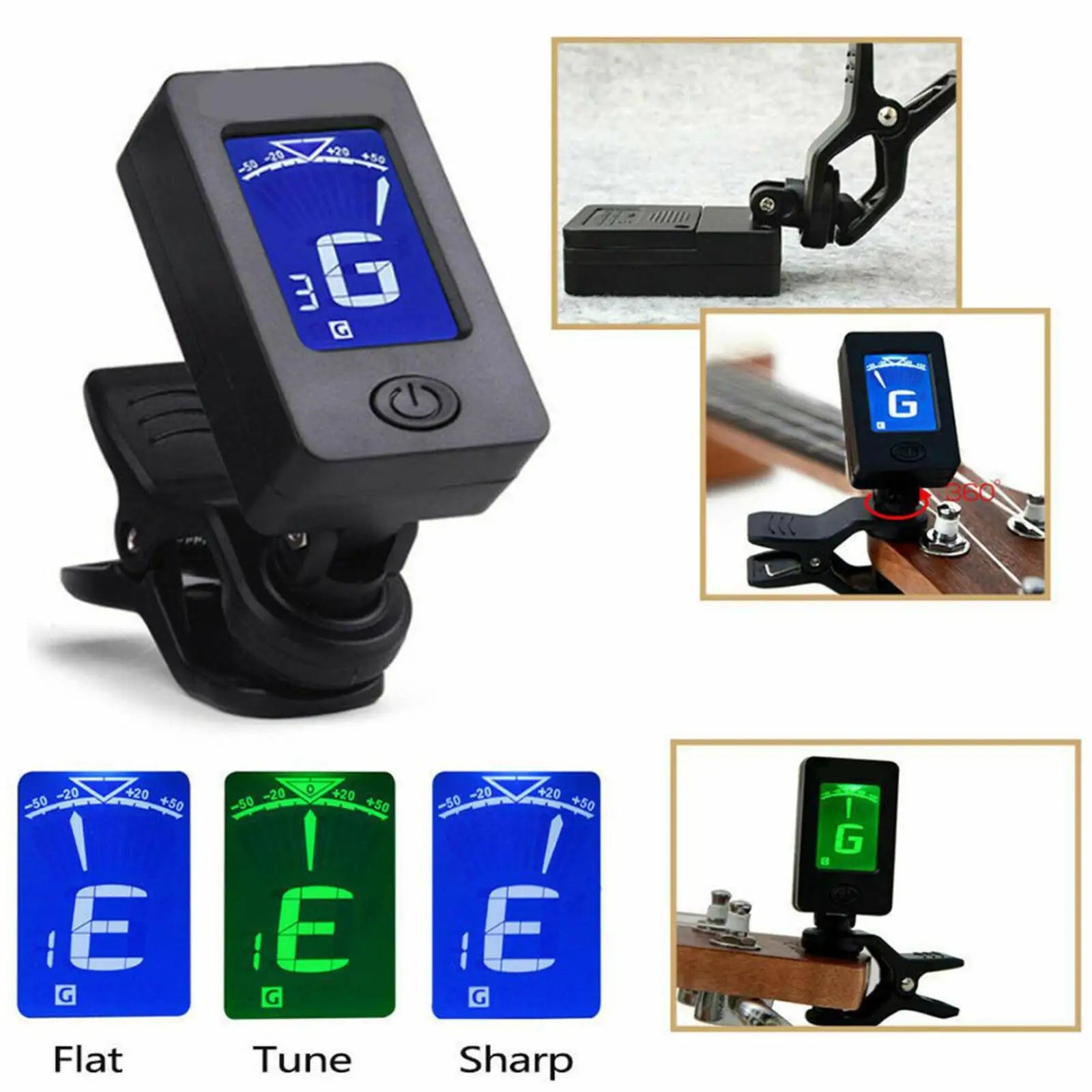 Gitaar Tuner Apparaat 12-Tone Ukelele Bas Viool Tuner Draagbare Automatische Trillingen Transmissie Instrument Tuner Accessoire Beauty Trend Shop