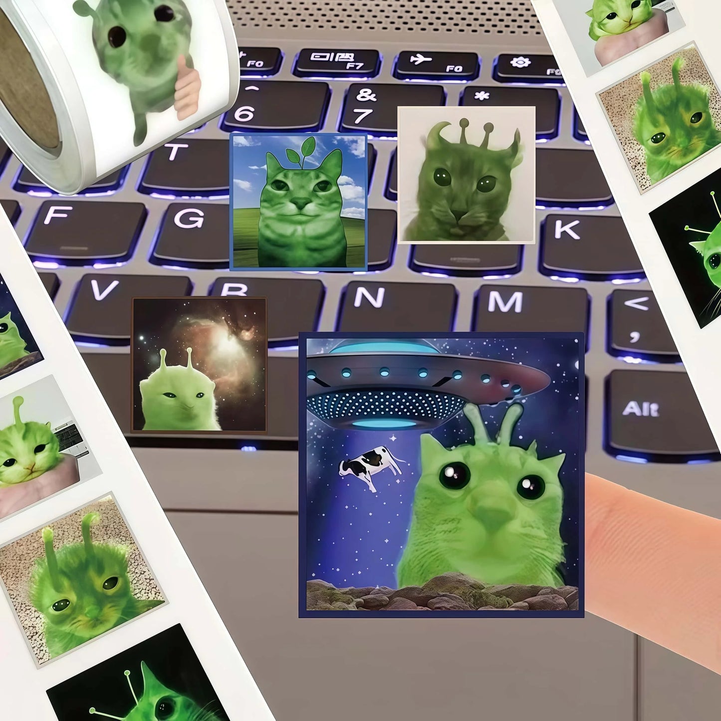 500Pcs Funny Alien Cat Stickers, Quirky Extraterrestrial Kitten Decals for DIY, Journal & Gift Embellishment Beauty World Shop