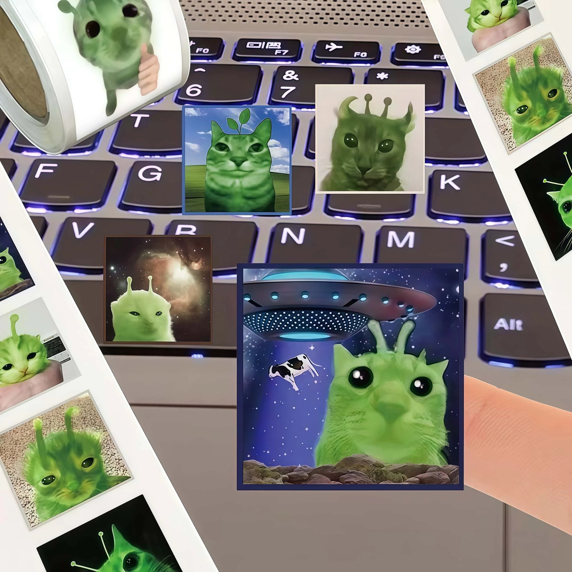 500Pcs Funny Alien Cat Stickers, Quirky Extraterrestrial Kitten Decals for DIY, Journal & Gift Embellishment Beauty World Shop