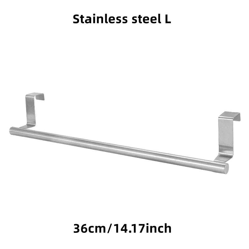 1Pcs Towel Rack Over Door Towel Bar Hanging Holder Stainless Steel Bathroom Kitchen Cabinet White Black Towel Rag Shelf Hanger Beauty World Shop