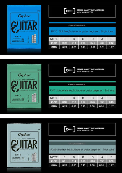 Orphee 1/5/10 Pcs Electric Guitar Strings Set RX Series Hexagonal Carbon Steel 6 String for Electric Guitar Accessories&Parts Beauty World Shop