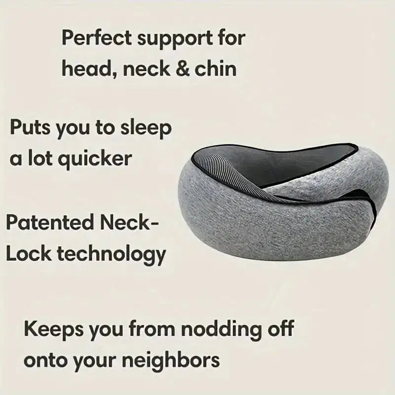 Travel Neck Pillow Memory Foam U-shaped Pillow Snail Style Travel Neck Support Portable Adjustable Soft Noon Break Sleep Pillows Beauty World Shop