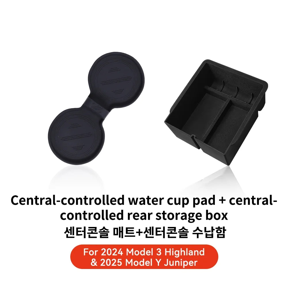 YZ For Tesla Model 3 Highland 2024 Model Y Juniper 2025 Storage Box Center Armrest Hidden Box Cup Holder Organizer Accessories Beauty World Shop