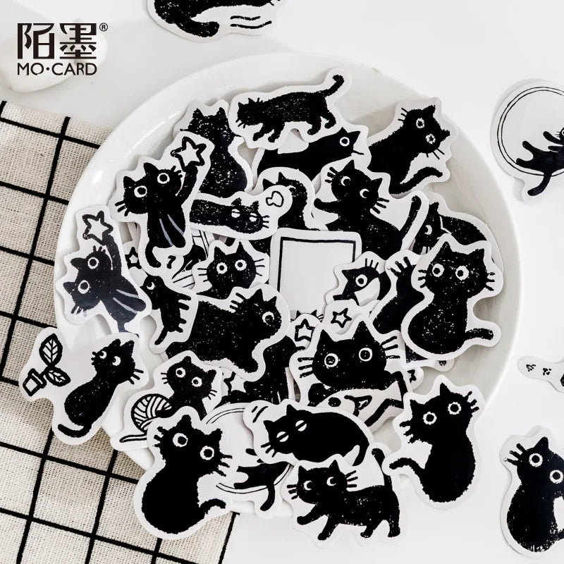 45Stickers / Box Kitten Notebook Boxed Stickers Cartoon Cute Decorative Photo Album Diy Stickers Growth Manual Beauty World Shop
