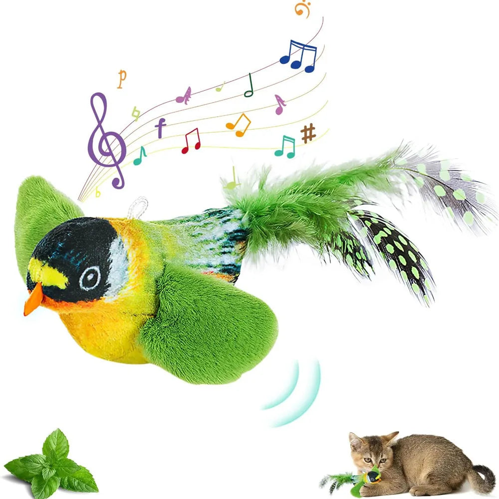 Indoor Interactive Birds Toy for Cat Chasing Teasing Toy Sounding Catnip Cat Teaser Toy Self-hilarity Wall Hanging Birds Cat Toy Beauty World Shop