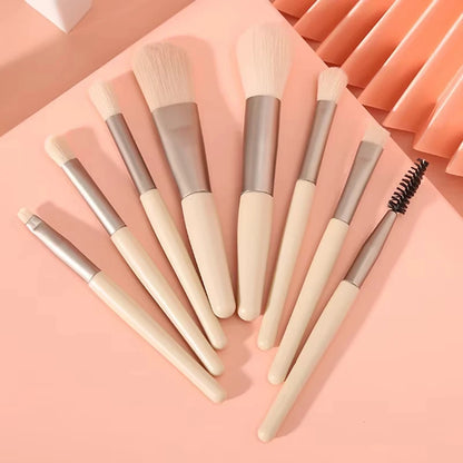 8-Piece Mini Soft and Fluffy Makeup Brush Set, Perfect for Makeup Beginners, Used for Foundation, Blush, and Eyeshadow to Create Beauty World Shop