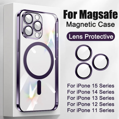 Plating Soft TPU Full Lens Protect Case for iPhone 13 14 12 11 15 Pro Max Plus Magsafe Magnetic Phone Case Wireless Charge Cover Beauty World Shop