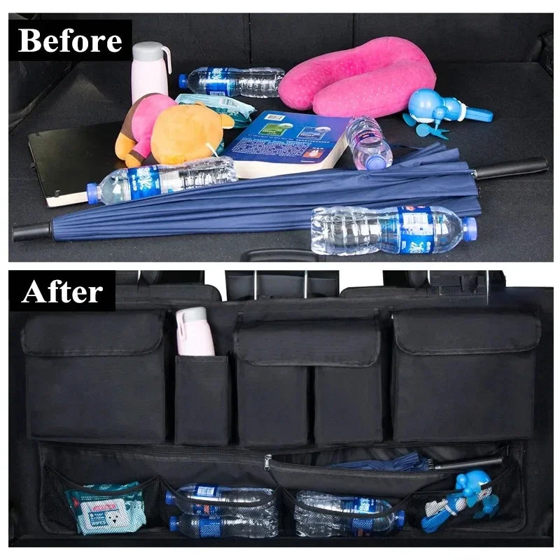 Back Seat Car Trunk Hanging Storage Bag Organizer With 9 Pockets Oxford Waterproof Multi-pocket Car Trunk Storage Bag Organizer Beauty World Shop