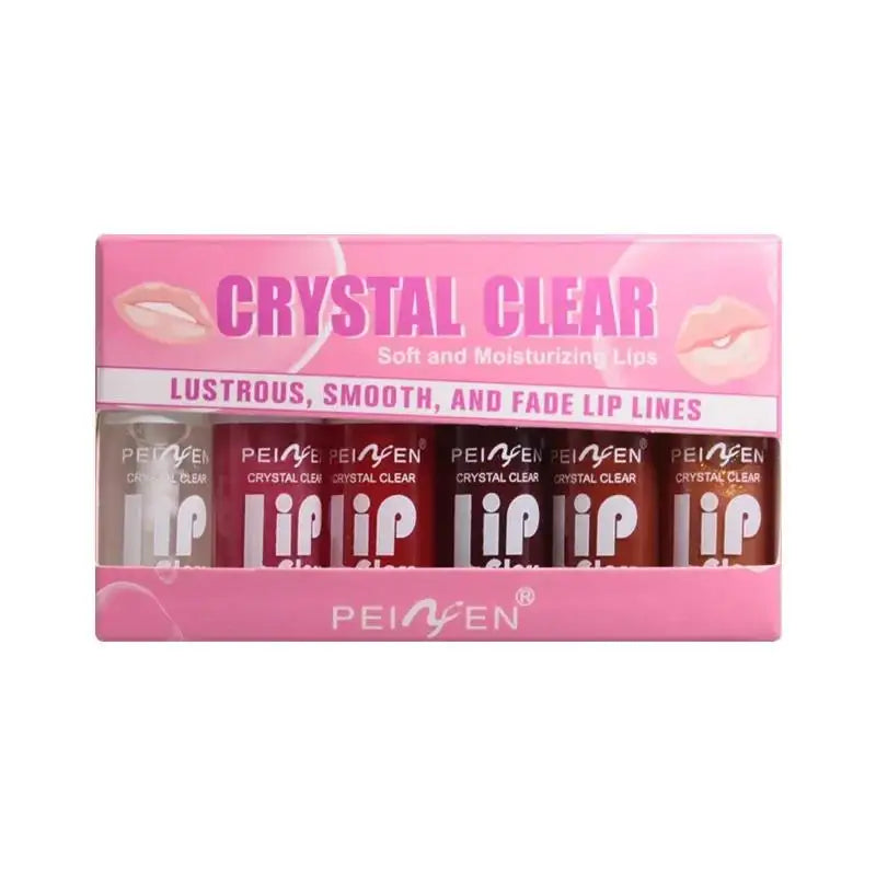 6 Pieces Glass Mirror Lip Gloss Set Hydrating Lightweight Lip Balm Glossy Shimmer Sheer Tint Peach Cherry Pink Beauty World Shop