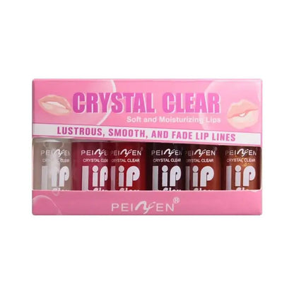 6 Pieces Glass Mirror Lip Gloss Set Hydrating Lightweight Lip Balm Glossy Shimmer Sheer Tint Peach Cherry Pink Beauty World Shop