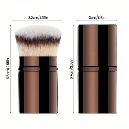 1pc Professional Face Retractable Makeup Brush,Blush Brush Foundation Brush Loose Powder Brush Synthetic Hair Ultra-Soft Doundat Beauty World Shop