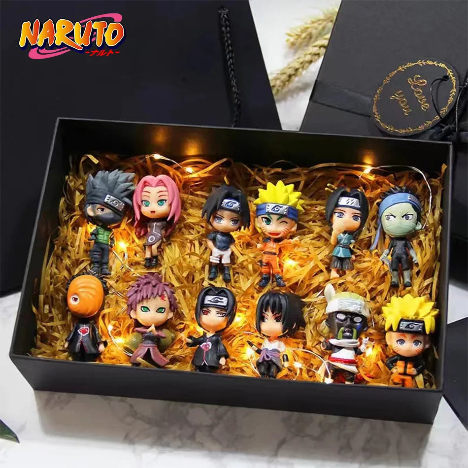 Hot 12pcs/set Anime Figure Naruto Shippuden Hinata Sasuke Itachi Kakashi Gaara Action Figure Q Version PVC Figures Toys Gift Beauty World Shop