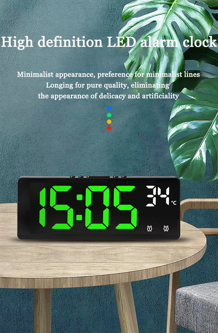 Creative Number Clock Color Nightlight Temperature Calendar Alarm Clock LED Large Number Electronic Clock Backlight Home Decor Beauty World Shop