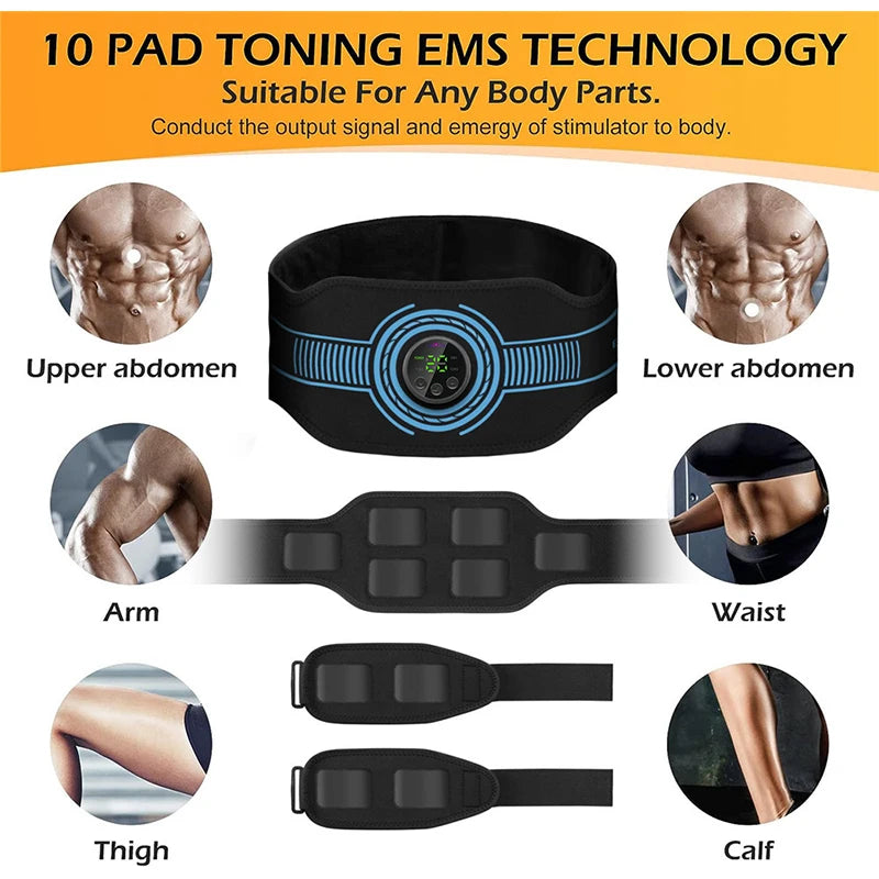 EMS Muscle Stimulation Belt Electric ABS Stimulator Trainer EMS Abdominal Exerciser Toning Belts Arm Leg Back Fitness Massager Beauty World Shop