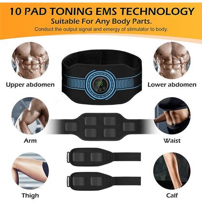 EMS Muscle Stimulation Belt Electric ABS Stimulator Trainer EMS Abdominal Exerciser Toning Belts Arm Leg Back Fitness Massager Beauty World Shop