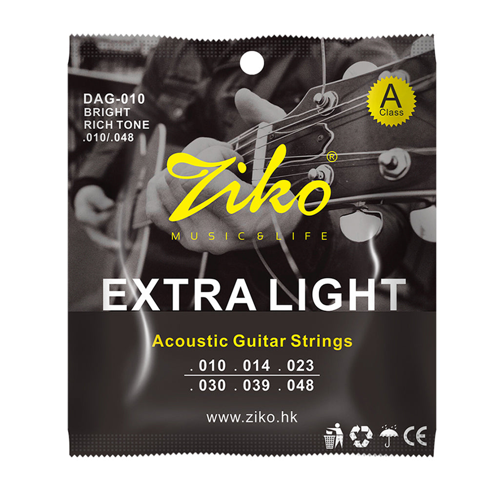 ZIKO DAG-010 6Pcs/Set Acoustic Guitar Strings Steel Core Copper Wound Guitarra Strings Acoustic Guitar Parts & Accessories Beauty World Shop