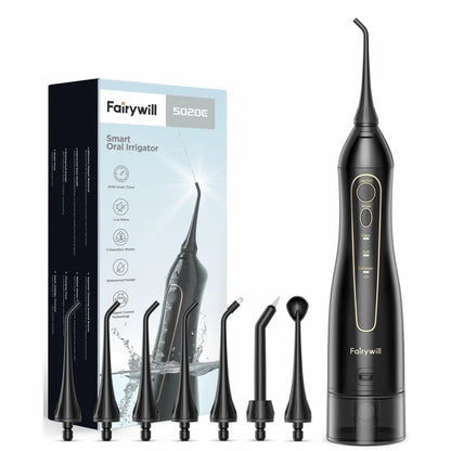 Fairywill Water Flossers for Teeth 300ML Oral Irrigator Rechargeable Portable Dental 3 Modes Water Tank Waterproof Teeth Cleaner Beauty World Shop