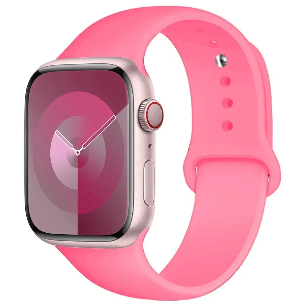 Silicone Band For Apple Watch strap 44mm 45mm 40mm 41mm 42-38mm 45 mm sport bracelet iwatch series 8 7 6 5 4 3 SE 9 Ultra 2 49mm Beauty World Shop