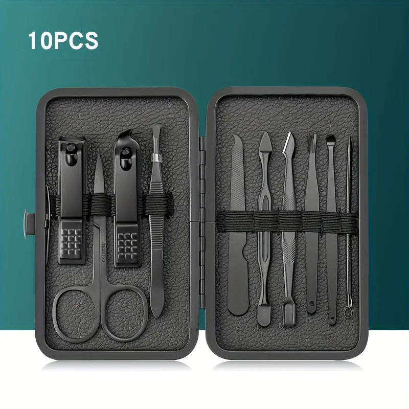 7/10/12/18/20/24PCS Set Professional Manicure Set Kits Stainless Steel Fingernail Toenail Clippers Set with Leather Portable Beauty Fashion