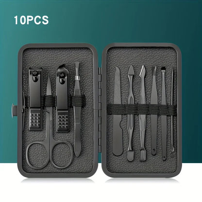 7/10/12/18/20/24PCS Set Professional Manicure Set Kits Stainless Steel Fingernail Toenail Clippers Set with Leather Portable Beauty Fashion