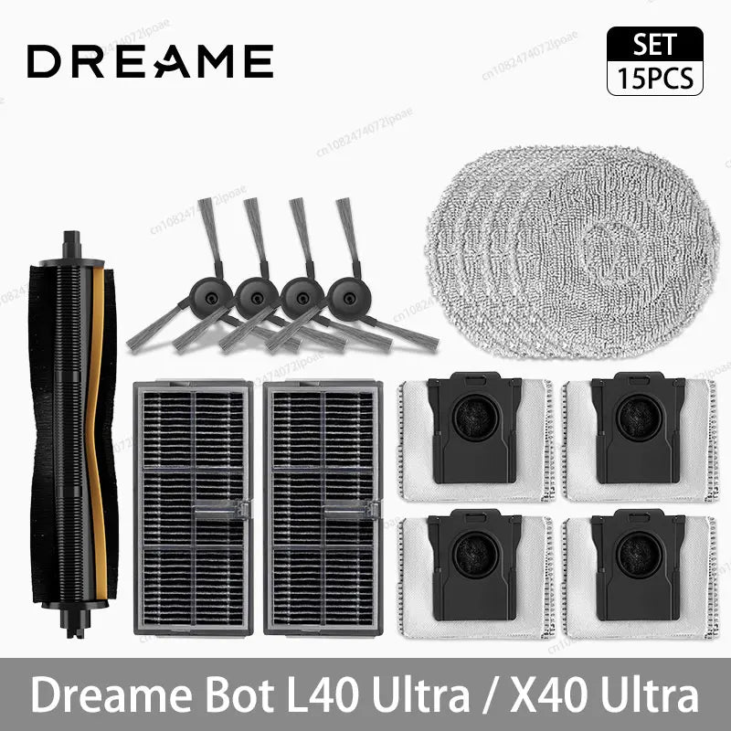 Dreame L40 Ultra / X40 Ultra Vacuum Cleaner Replacement Accessories Main Side Brush HEPA Filter Mop Cloths Dust Bag Spare Parts Beauty World Shop